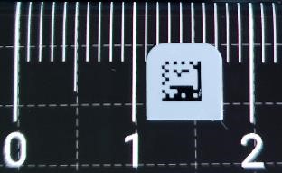 A tiny 2D barcode label
